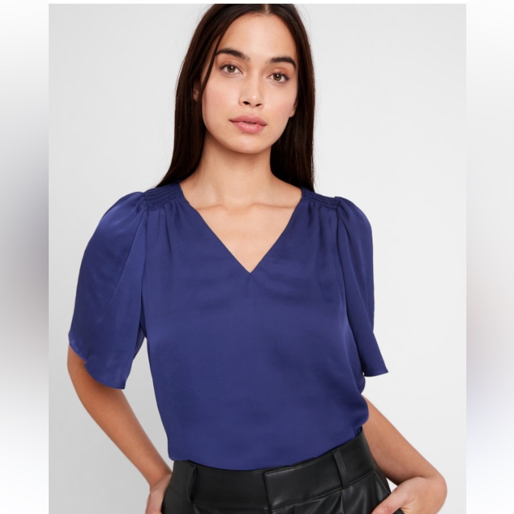 Purple/Blue Banana Republic Top with Flutter Sleeves